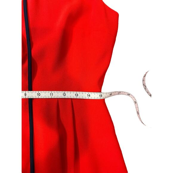 J. CREW Red Navy Tie-Neck Knee Length Fit & Flare Office Dress 365 Crepe Red 10T - Picture 6 of 12